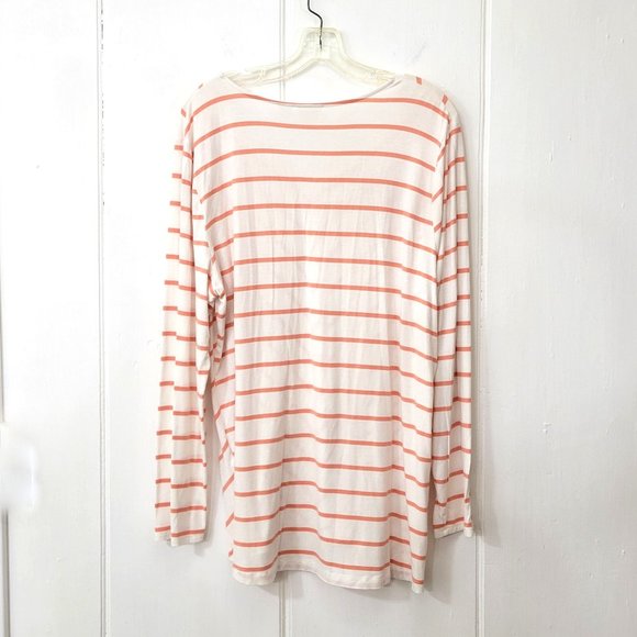 Chico's Peach and White Chevron Stripe Jersey Tunic - Picture 6 of 6